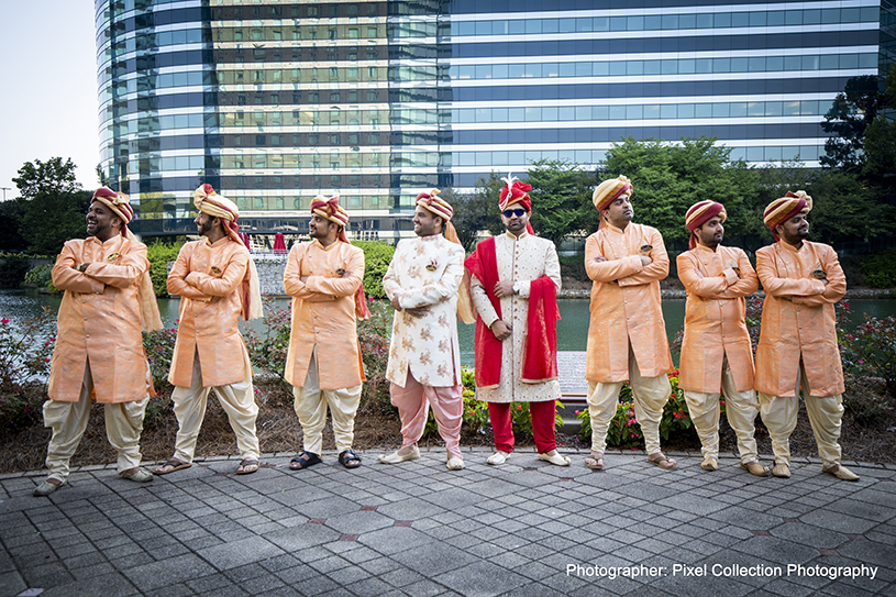 Sensational outdoor themed indian groom with groomsmen photo shoot