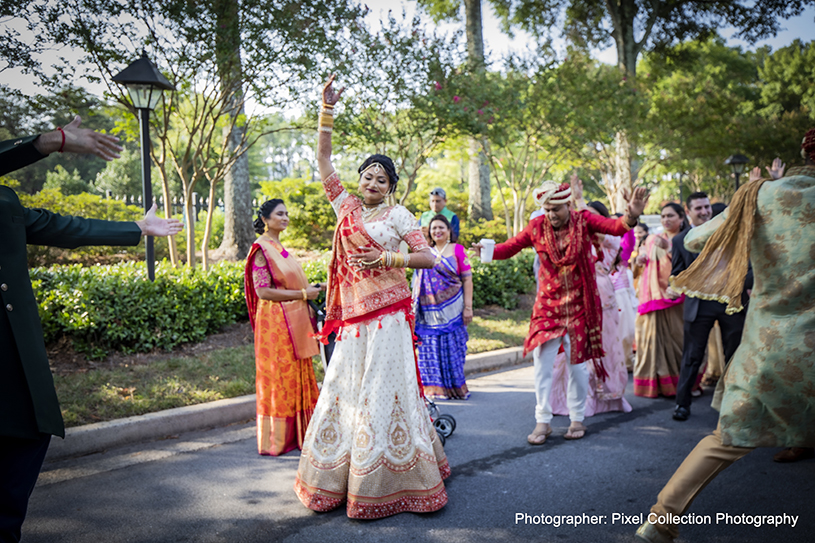 Indian bride Dancing in the baraat