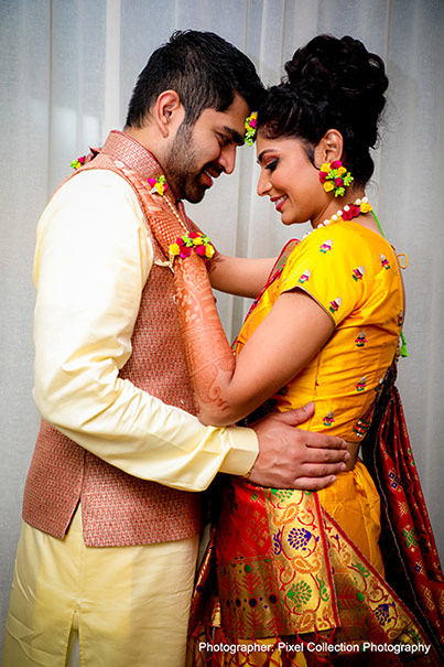 Tender indian bride and groom shot