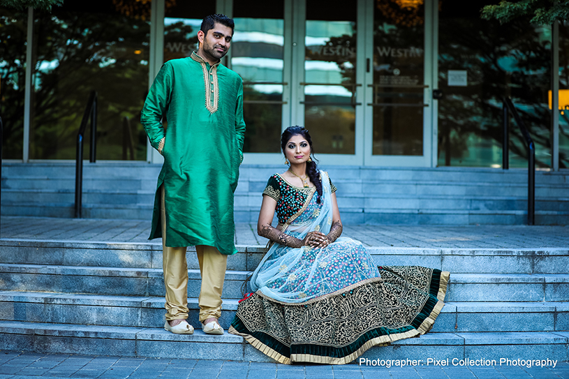 Romantic indian bride and groom photo session