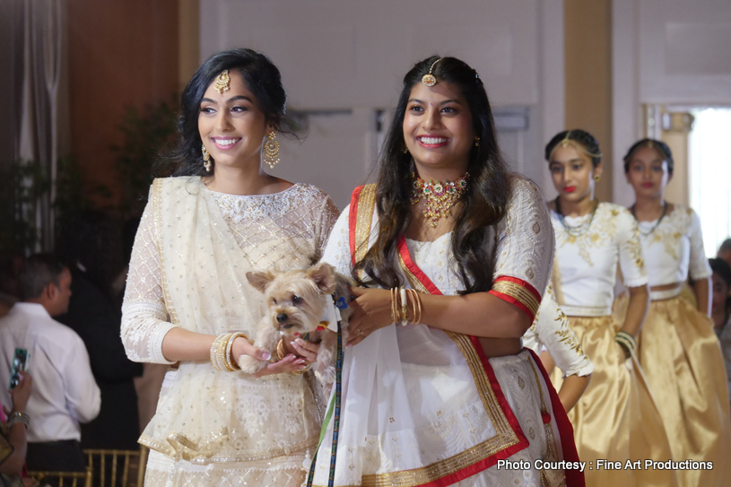 Bride with Bridesmaids at wedding reception