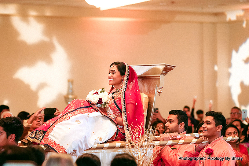 Indian Bride entering the mandap before the wedding ceremony