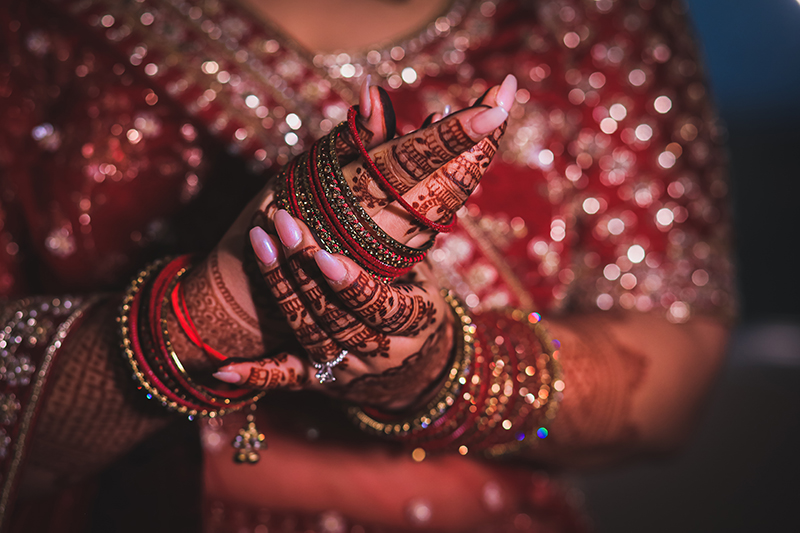 Bride wearing bangles for her big day