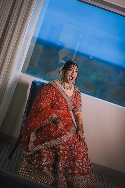 Indian bride getting surprised