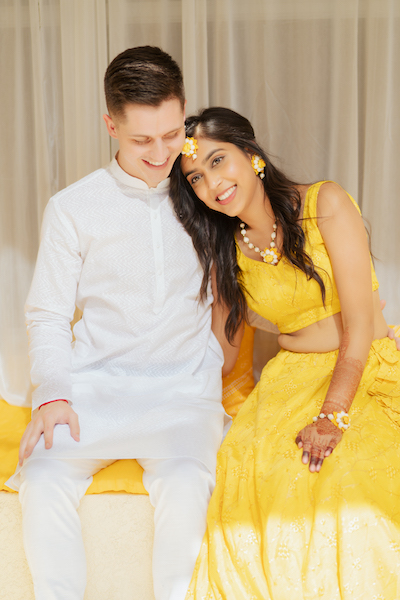 Indian Bride and Groom Ready for Haldi ceremony