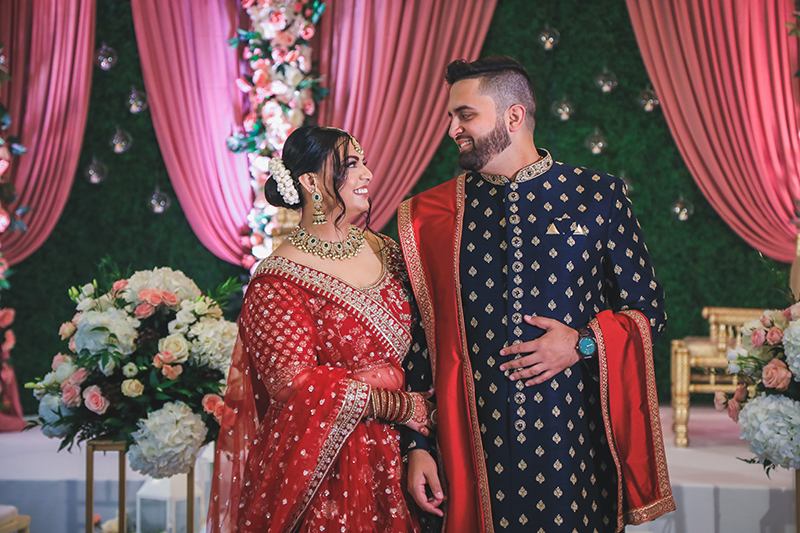 Indian couple looking at eachother