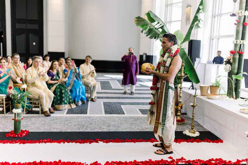 Groom waiting for bride to enter the wedding venue