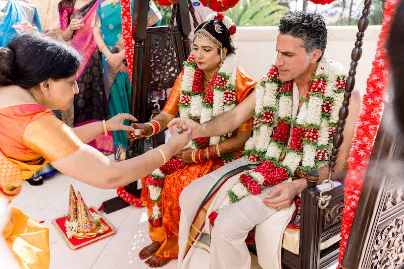 Mother helping for wedding rituals