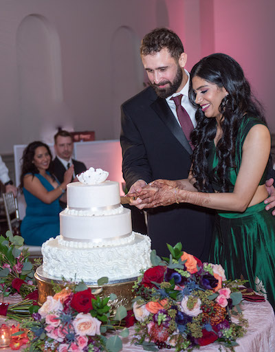 Wedding cake cutting ceremony