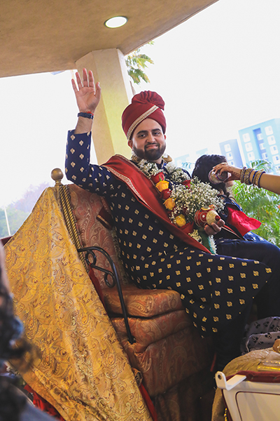 Indian groom coming to wedding venue