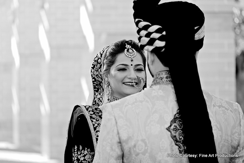 Groom looking in the brides eyes