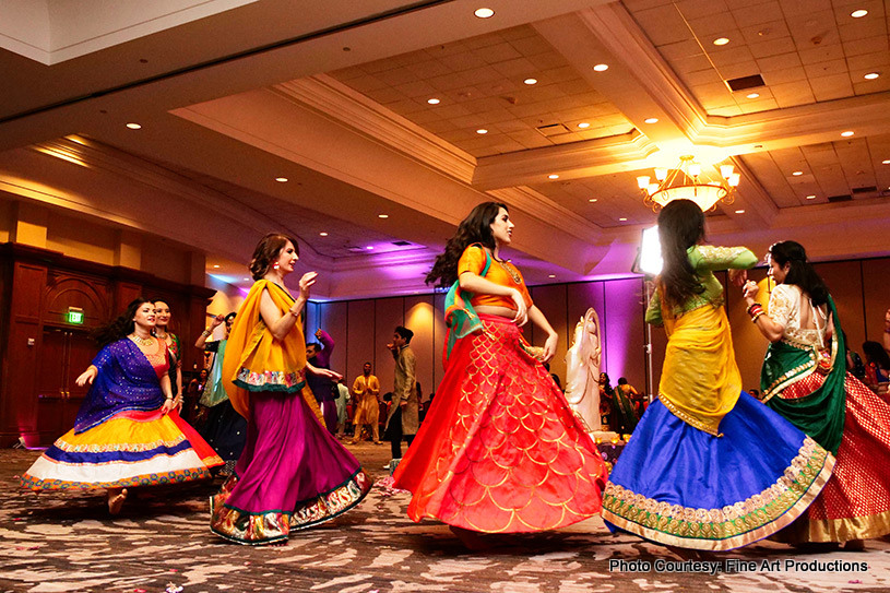 Friends Having Fun at Garba Ceremony 