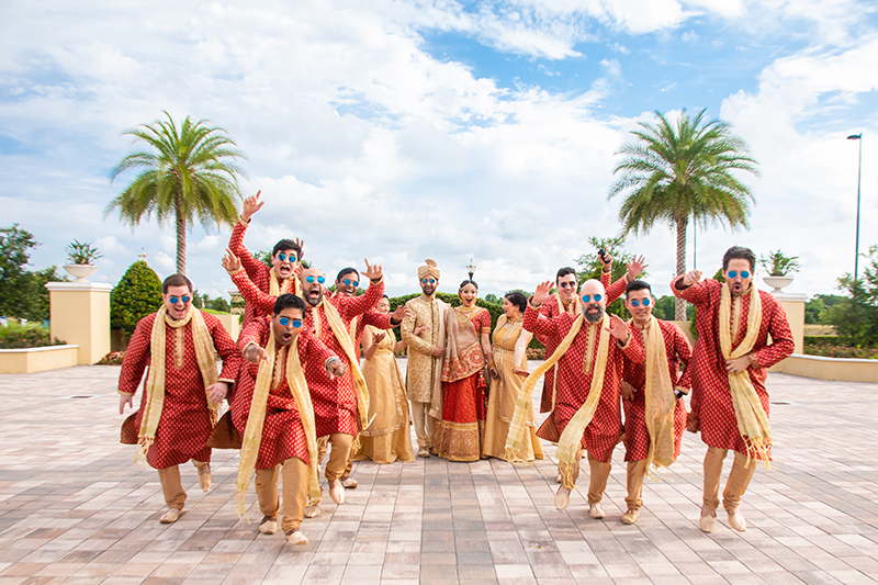 Amazing outdoor capture of Indian Bride and groom with friends