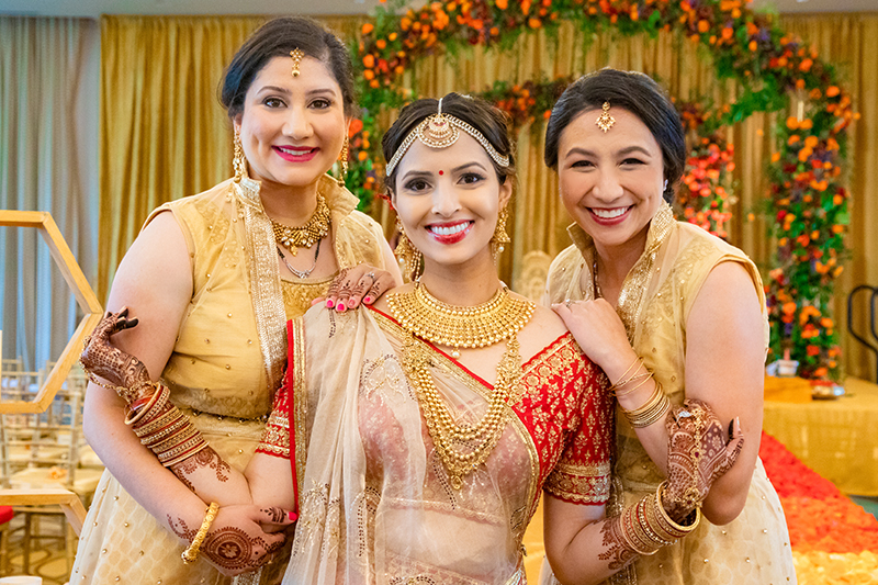 Bride Posing with Cousins