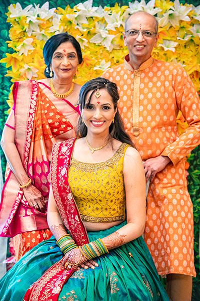 Indian Bride posing with parents