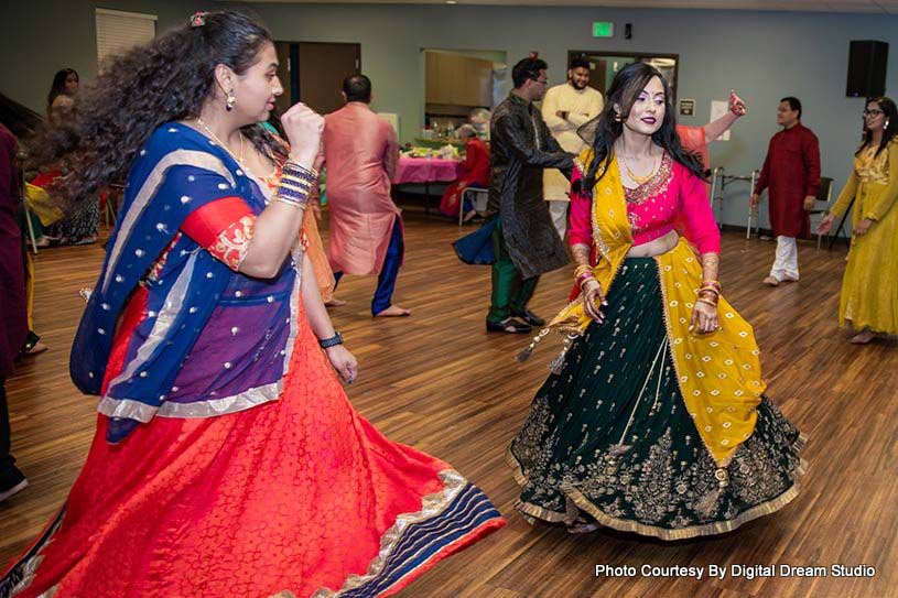 Indian Bride doing Garba(Dance) with her cousins