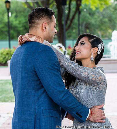 Indian Bride and groom have their first Look