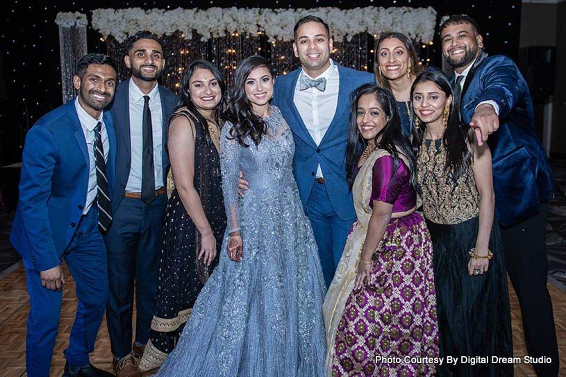 Indian Bride and Groom with their friends capture