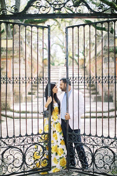 Indian couple looking at eachother