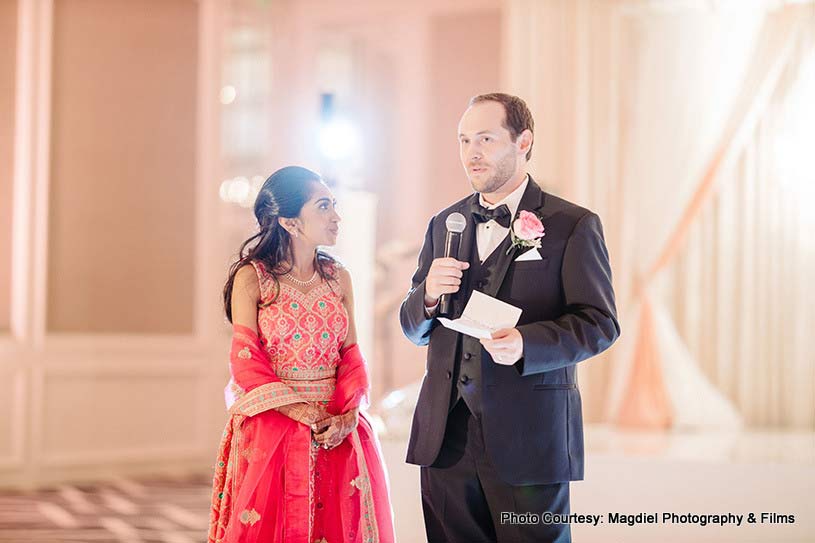 Groom giving speech at wedding