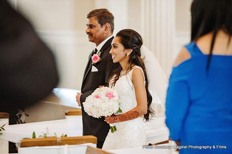 Indian bride with her father