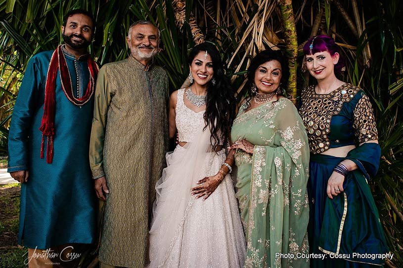 Indian Bride posing with her family