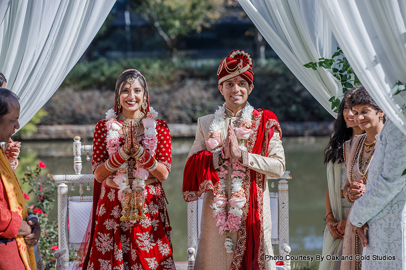 Indian Bride and groom having romantic moment