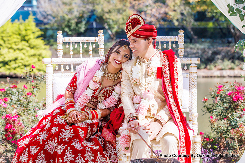 Indian Bride and Groom posing for the photoshoot