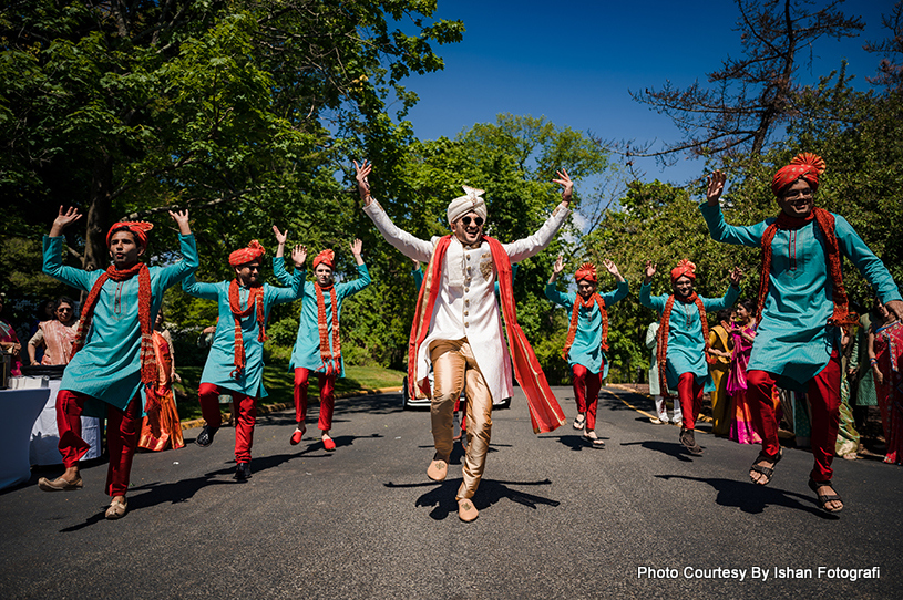 Indian Wedding Groom Dancing with Groomsmen