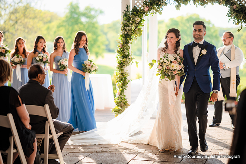 Bride and groom after wedding ceremony capture