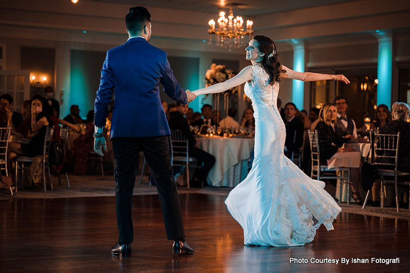 Floor dance performance by just married couple