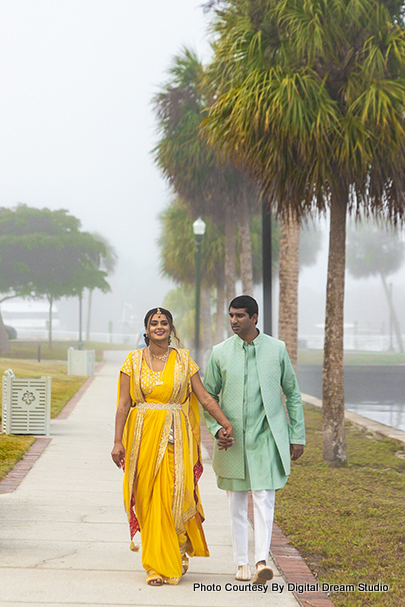 walking with would be wife is great moment for indian groom