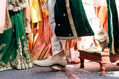 Indian groom comming in the wedding mandap