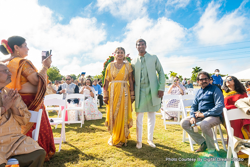 Indian Wedding couple ready for Haldi Ceremony