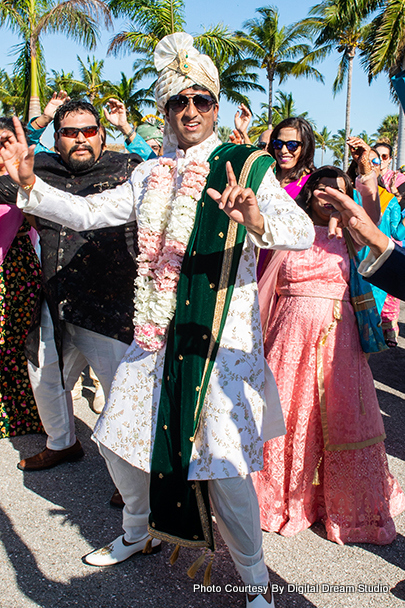 Indian Groom dancing in his baraat 