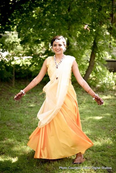 Indian Bride look stunning in haldi dress