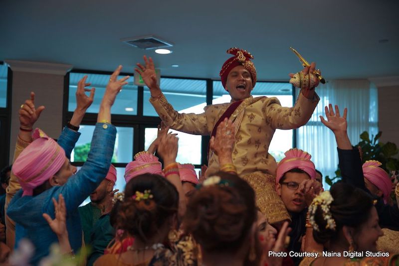 Indian Groom Enjoying their Baraat ceremony