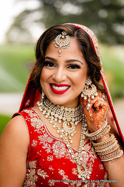 Indian bride getting ready for her wedding