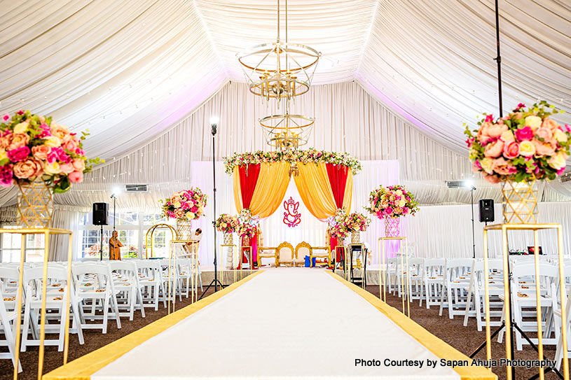 Floral Wedding Mandap decoration with Ganesh Symbol