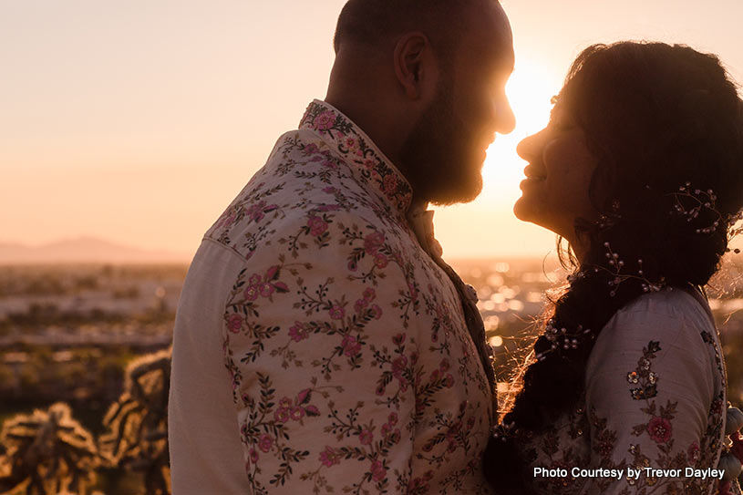 Sun raise gives shining to newly weds couple