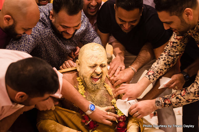 The haldi ceremony marks the beginning of the wedding rituals 