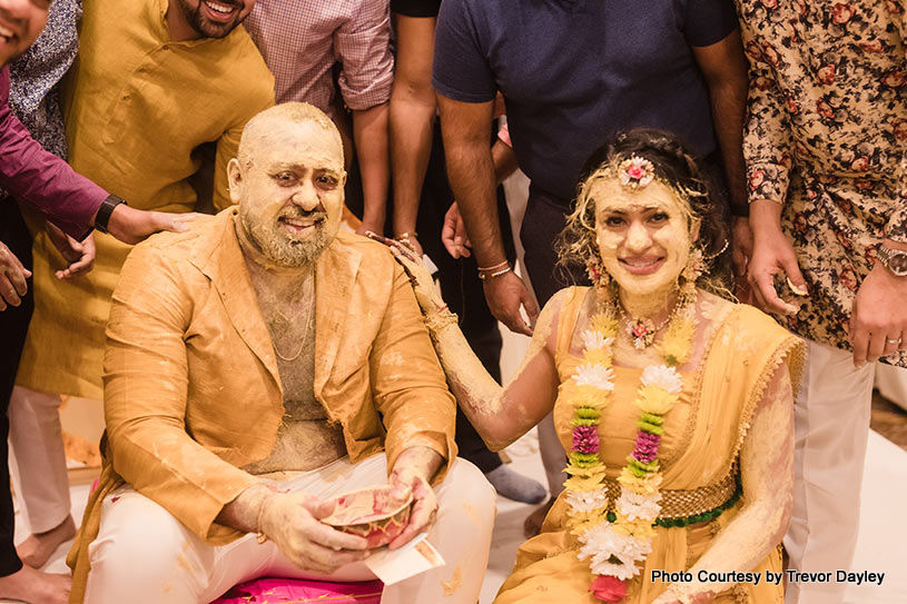 Turmeric paste increase glow on bride and groom's face