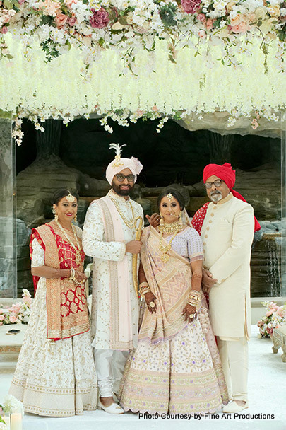 Indian Wedding Couple with Parents