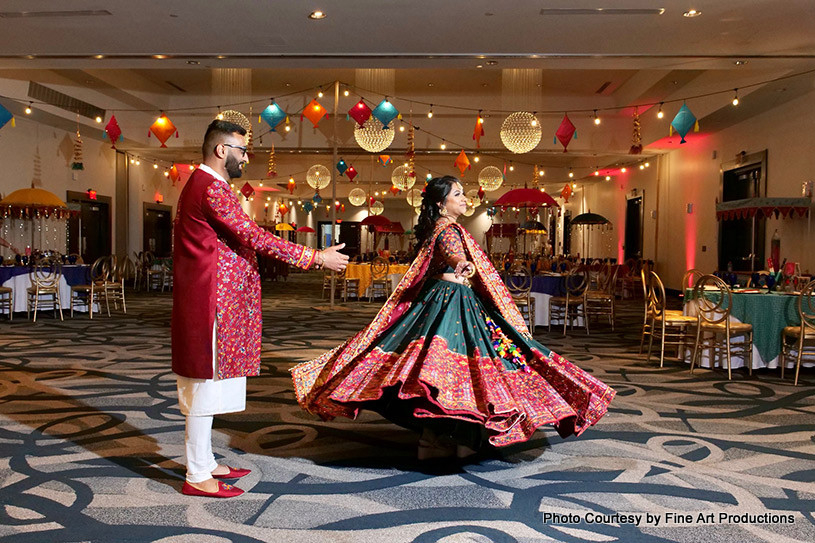 Indian bride giving dance performance