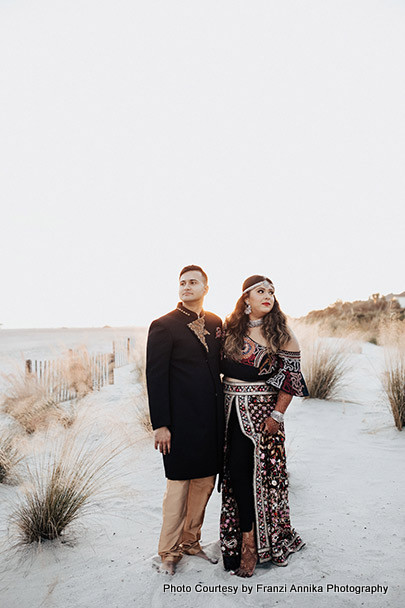 Indian bride and Groom Ready for pool party