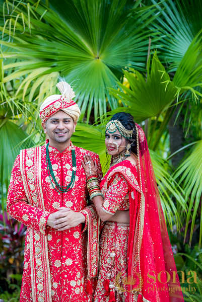 Gorgeous Indian Wedding couple posing outdoors