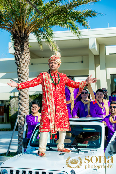 Indian Groom Dancing on Car in Baarat