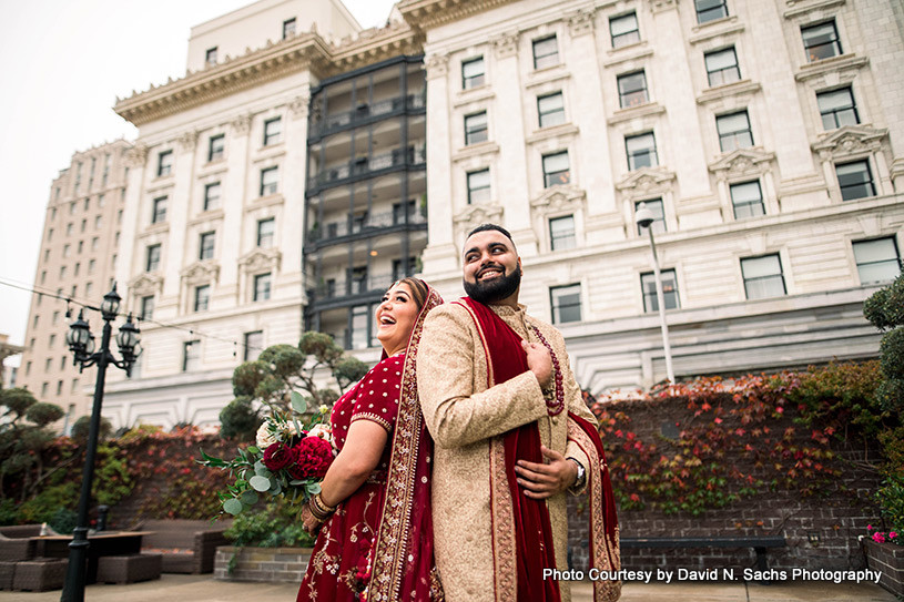 Maroon and skin color looks royal in style 