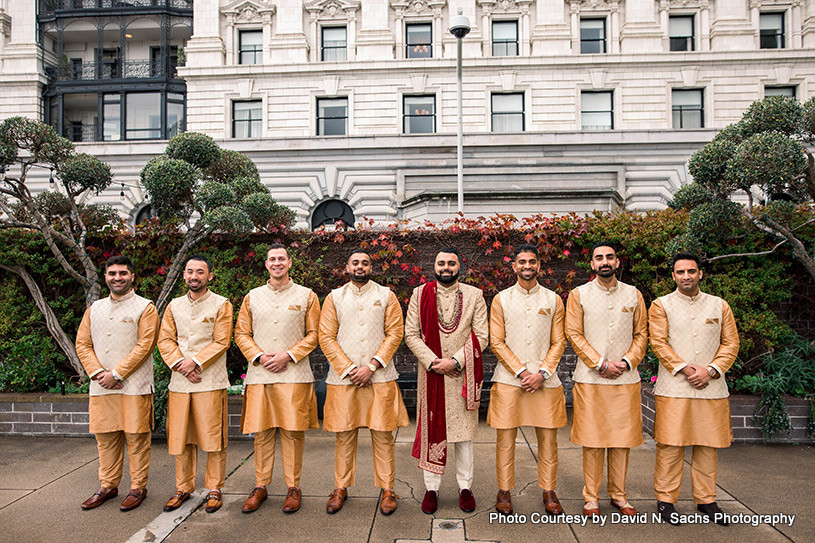 Indian groom with groomsmen capture