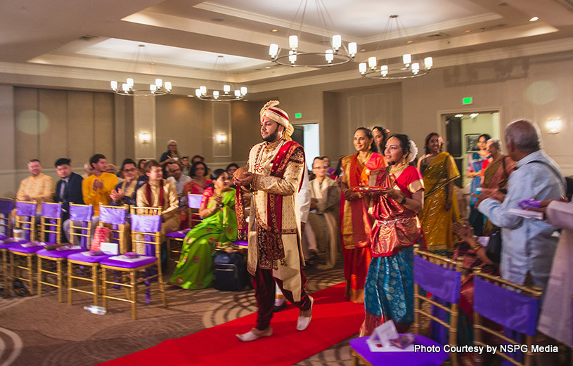 Bride entering into the marriage hall